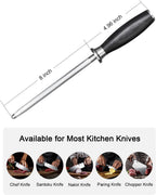 TUO Honing Rod, Knife Sharpening Rod 8 Inch, High Carbon German Steel Knife Sharpener with Ergonomic Pakkawood Handle, Premium Honing Steel for Kitchen Knives Blade Maintenance, Black Hawk Series