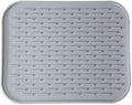 Silicone Dish Drying Mat for Multiple Usage,Easy clean,Eco-friendly,Super Sturdy Silicone Dish Drying Mat and Trivet, Dishwasher Safe, Heat Resistant (Gray, S 11.6×9.3inch)