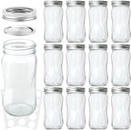 KAMOTA Mason Jars 16 OZ With Regular Lids and Bands, Ideal for Meal Prep, Jam, Honey, Wedding Favors, Shower Favors, DIY Spice Jars, 12 PACK, 20 Whiteboard Labels Included