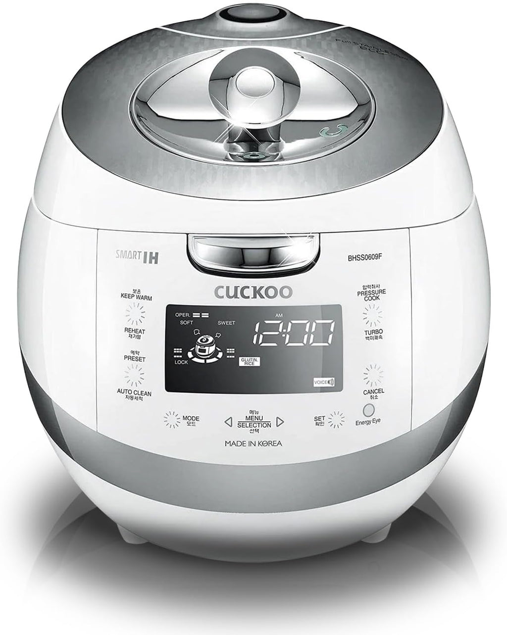 CUCKOO CRP-BHSS0609F 6-Cup (Uncooked) / 12-Cup (Cooked) Induction Heating Pressure Rice Cooker with Nonstick Inner Pot, 16 Menu Modes, Fuzzy Logic Tech, 3 Voice Guide, Auto Clean (White)