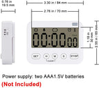 Stonylab 2pk Digital Timer Clock, 2 Pack Premium Multi-Function Digital Clock Countdown Timer Kitchen Event Timer with Alarm, Magnetic Back Big Digits Display Vibration/Flashlight/Sound Alarm