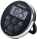 Digital Waterproof Shower Timer Clock, Bathroom Countdown Kitchen Cooking Timer with Alarm, Magnetic Back, Stand Silver Black