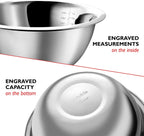 Eatex Mixing Bowls with Measuring Cups & Measuring Spoons 17 Piece Set - Nesting Stainless Steel Mixing Bowls Set for Kitchen, Measuring Spoons & Glass Liquid Measuring Cups, Dishwasher Safe Meal Prep