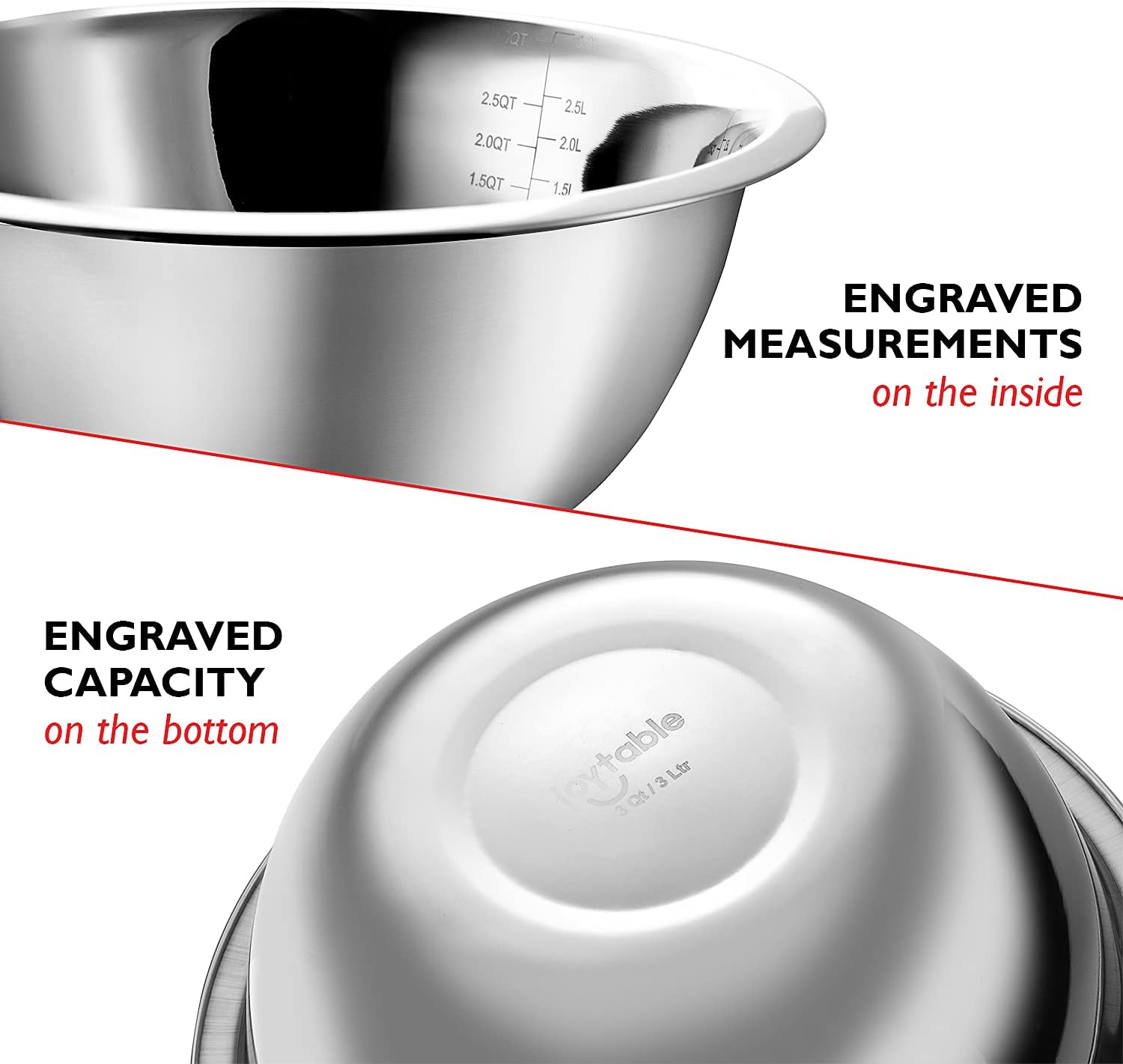 Eatex Mixing Bowls with Measuring Cups & Measuring Spoons 17 Piece Set - Nesting Stainless Steel Mixing Bowls Set for Kitchen, Measuring Spoons & Glass Liquid Measuring Cups, Dishwasher Safe Meal Prep