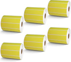 BETCKEY - 4" x 1" Multipurpose Labels Compatible with Zebra & Rollo Label Printer,Premium Adhesive & Perforated[Yellow, 6 Rolls, 8250 Labels]