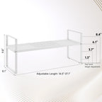 Hole Pattern Expandable Shelf Organizer,1Pack 8.1" Wide Easy to Assemble Cabinet Organizer Shelf, 16.5~27.1" Adjustable Height&Stackable Spice Organization for Cupboard, White