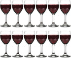 Vikko 8.5 Ounce Glass Wine Glasses Set of 12 - Small Stemmed Glasses for Red and White Wine, Clear, Thick and Durable