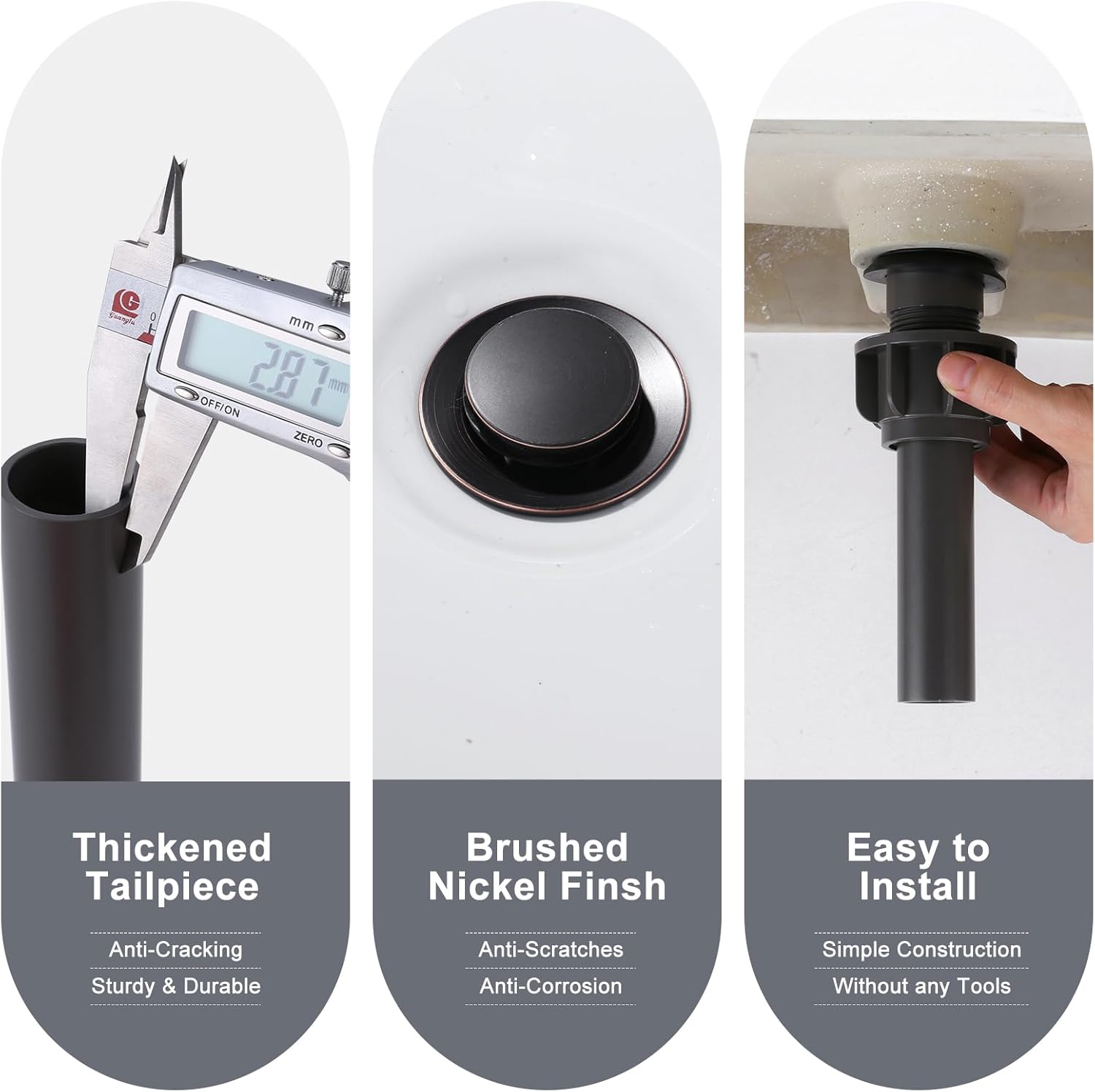 ALEASHA Bathroom Sink Drain with Overflow Vessel Sink Stopper,Pop Up Drain for Bathroom Sink Pop Up Drain Stopper for Hair Catcher,Oil Rubbed Bronze