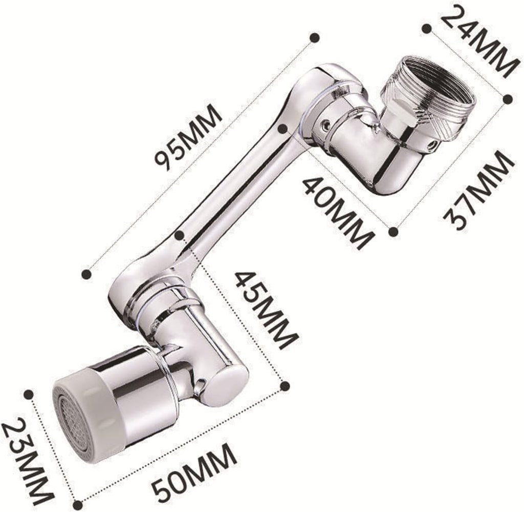 1080° Swivel Faucet-Extender Sink, Splash Faucet Sprayer Aerator, Wash Hand/Hair/Face, Bathroom & Kitchen Sink with 2 Water Outlet Modes,Silver,2Pcs