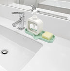 YASMEN Silicone Bathroom Soap Dishes, Sink Sponge Holder for Kitchen, Rubber Soap Dish with Drain, Shower Soap Sponge Tray, Sink or Counter Organizer, for Bar Soap, Bottle, Dish Soap Dispenser- Green