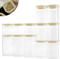 12pcs Square Glass Pantry Storage Containers with See Through Lids Kitchen Jars Sets for Cereal, Chips Refrigerator Safe, Professional Glass Canisters, Patent Approved (12PCS/MIX)