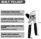 Can Opener Manual Heavy Duty, UHIYEE Hand Held Can Openers for Seniors with Comfort Grip Sharp Blade, Solid Steel Hand Manual Can Open with Magnet for Kitchen Camping, Black