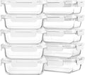 M MCIRCO [10-Pack,22 Oz Glass Meal Prep Containers,Glass Food Storage Containers with lids,Glass Lunch Containers,Microwave, Oven, Freezer and Dishwasher, White