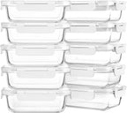 M MCIRCO [10-Pack,22 Oz Glass Meal Prep Containers,Glass Food Storage Containers with lids,Glass Lunch Containers,Microwave, Oven, Freezer and Dishwasher, White