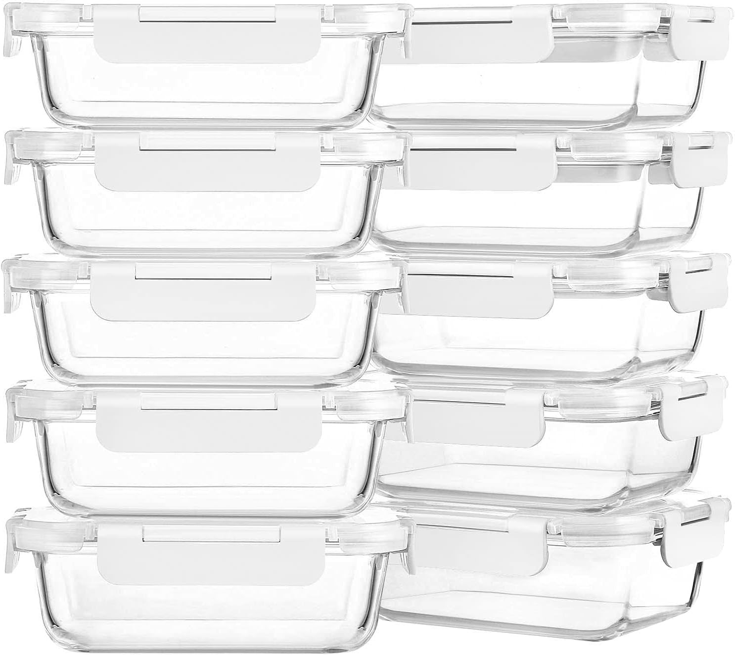 M MCIRCO [10-Pack,22 Oz Glass Meal Prep Containers,Glass Food Storage Containers with lids,Glass Lunch Containers,Microwave, Oven, Freezer and Dishwasher, White