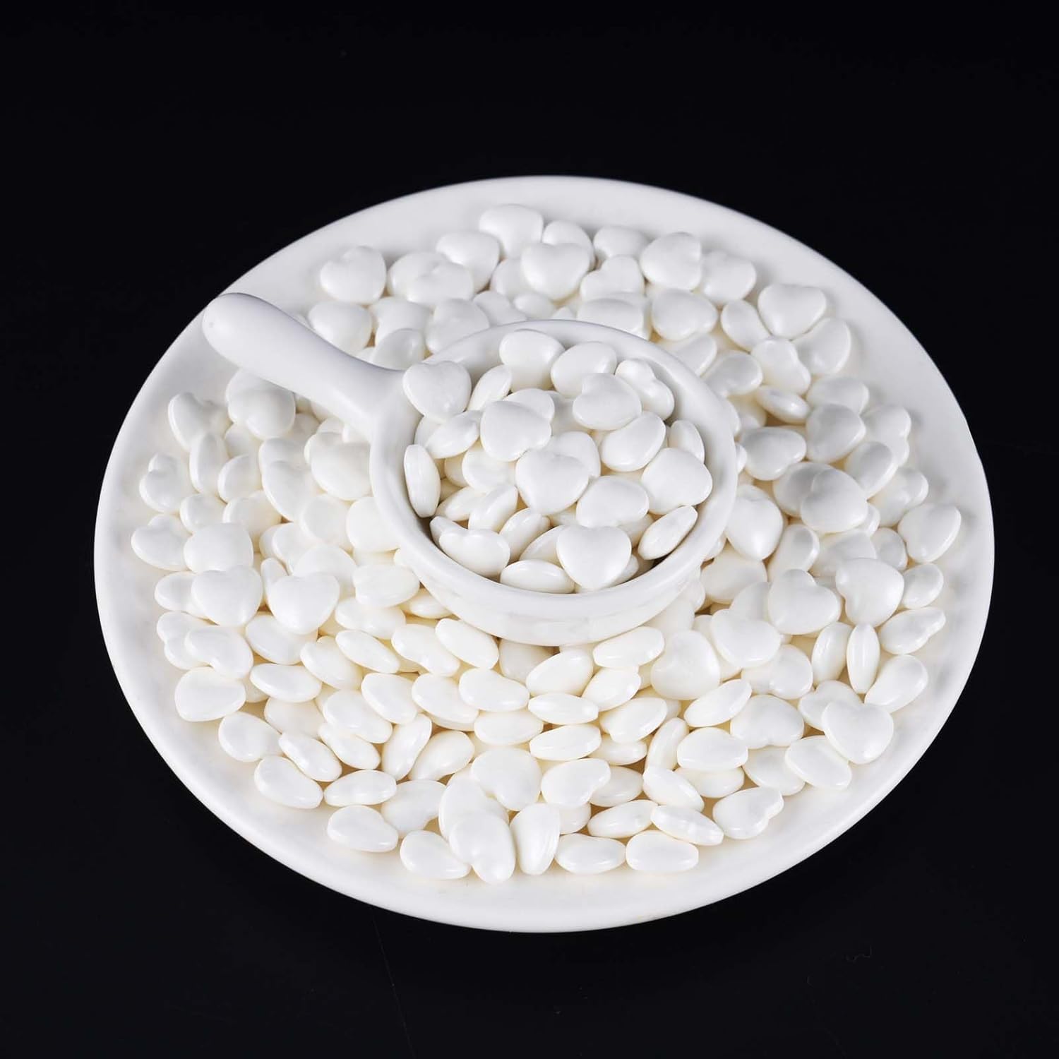 Kasvan White Heart Shapes Sprinkles - Edible Candy Pearls 130g/4.58 Oz, Mix Size, Baking Cake Decorations, Ice Cream Toppings and Cookie Decorating, Wedding Party Chirstmas Supplies (White)
