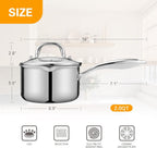 Tri-Ply Stainless Steel Sauce Pan with Steamer Basket & Straining Glass Lid — Heavy-Duty, Thick Base,Rust-Resistant,Warp-Free —100% Food-Grade —Built to Last– Works with All Stovetops, Pasta Pot 2 QT