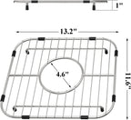Bottom of Sink Protector Rack, Stainless Steel 13.2"x11.6" Sink Grid Dish Drying Rack Grate with Center Drain Hole 2 Packs