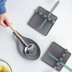 Kitchen Silicone Utensil Rest with Drip Pad-BPA-Free, Durable Spoon Rest-Heat-Resistant Spoon Rest for Stove Top - Kitchen Gadgets &Grill Utensil Holder-Grey 3 Pcs