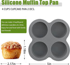 Silicone Egg Bite Molds- 4 Cups Air Fryer Egg Mold, Silicone Egg Molds Ideal For Muffins, Cakes, Pies, Breads (2 Pcs Red + Gray)