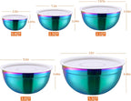 Rainbow Mixing Bowls with Lids Set of 5, Stainless Steel Nesting Bowl with Khaki Lid for Non-slip Mixing Prepping Storing Serving, 5 Sizes-5.5/3.6/2.7/2.1/1.5 QT