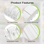 Soda Can Dispenser for Refrigerator - 3 Row Automatic Pusher Glide, Fridge Bottle Rack Drink Organizer, Self-Pushing Width Adjustable Beverage Storage Holds Up to 12 Cans (12.2inch, White)