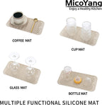 Silicone Dish Drying Mat for Multiple Usage,Easy clean,Eco-friendly,Heat-resistant Silicone Mat for Kitchen Counter or Sink,Refrigerator or Drawer Liner Tapioca S 12 inches x 6 inches