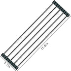 Ahyuan Roll up Dish Drying Rack Over The Sink Kitchen Roll up Sink Drying Rack Portable Dish Drainer Foldable Dish Drying Rack (Black, 17.8''X3.7'')