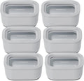 Caraway 6pc Glass Food Storage Set - 2.6 Cup Storage Containers For Food (6) - Non-Toxic Ceramic-Coated Glass - Air Release Technology - Compact & Stackable Design - Gray