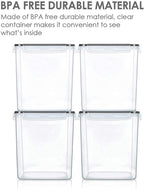 Vtopmart Food Storage Containers 2.5L / 84.5oz, 4 Pieces BPA Free Plastic Airtight Canister for Flour, Sugar, Baking Supplies, with 4 Measuring Cups and 24 Labels, Black