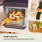 bella Air Fry Toaster Oven, 7 Preset Cooking Options, Dishwasher-Safe EverGood Coated Trays Included, 60-Minute Auto Shutoff w Audible Timer, Power Indicator Light, 1700 Watt, Plum