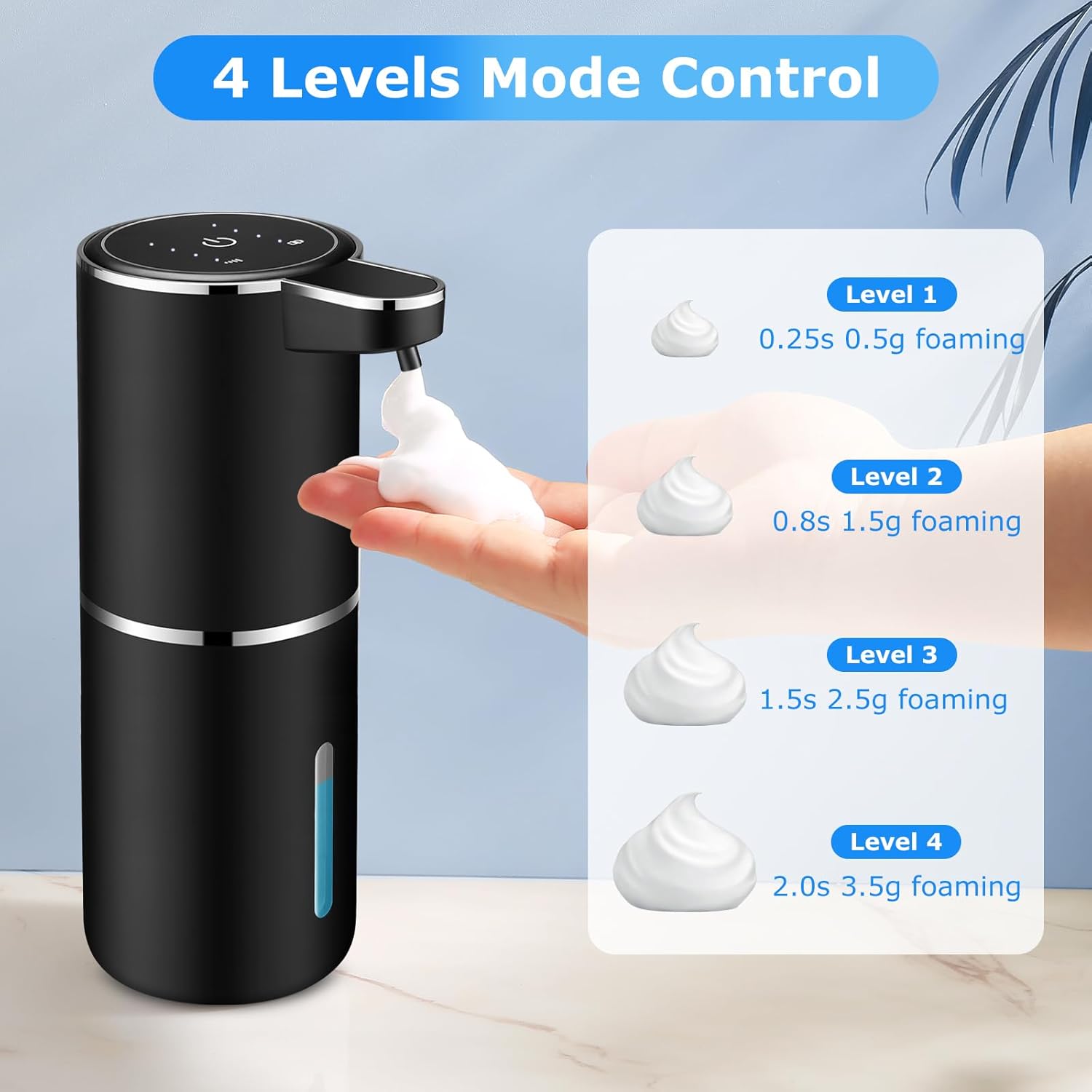 2 Pack Automatic Soap Dispensers,12.8oz/380ml USB Touchless Automatic Foaming Soap Dispenser,Rechargeabled Wall Mounted Smart Soap Dispenser for Bathroom Kitchen Dish Soap(Black)