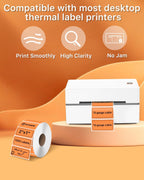 iEager 2x1 Inch Thermal Labels, Orange Rectangle Thermal Printer Stickers, Durable Shipping Label Printer Sticker for Barcode, Name, Address, 1000 Labels/Roll