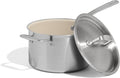 Made In Cookware - 4 QT Ceramic Non Stick Saucepan with Lid - 5-Ply Stainless Clad with Stay-Cool Handle - Professional Cookware - Crafted in Italy - Induction Compatible