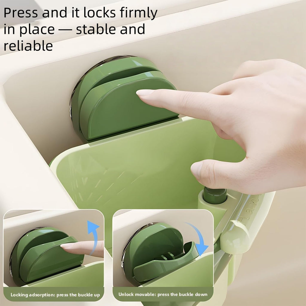 Suction Cup Sink Corner Rack 2026 Upgrade Corner Sink Strainer Basket Automatic Dumping Suction Cup Press Sinks Drainer Basket Faucet Sponge Storage Rack Food Waste Catcher for Sink (1PC - Yellow)