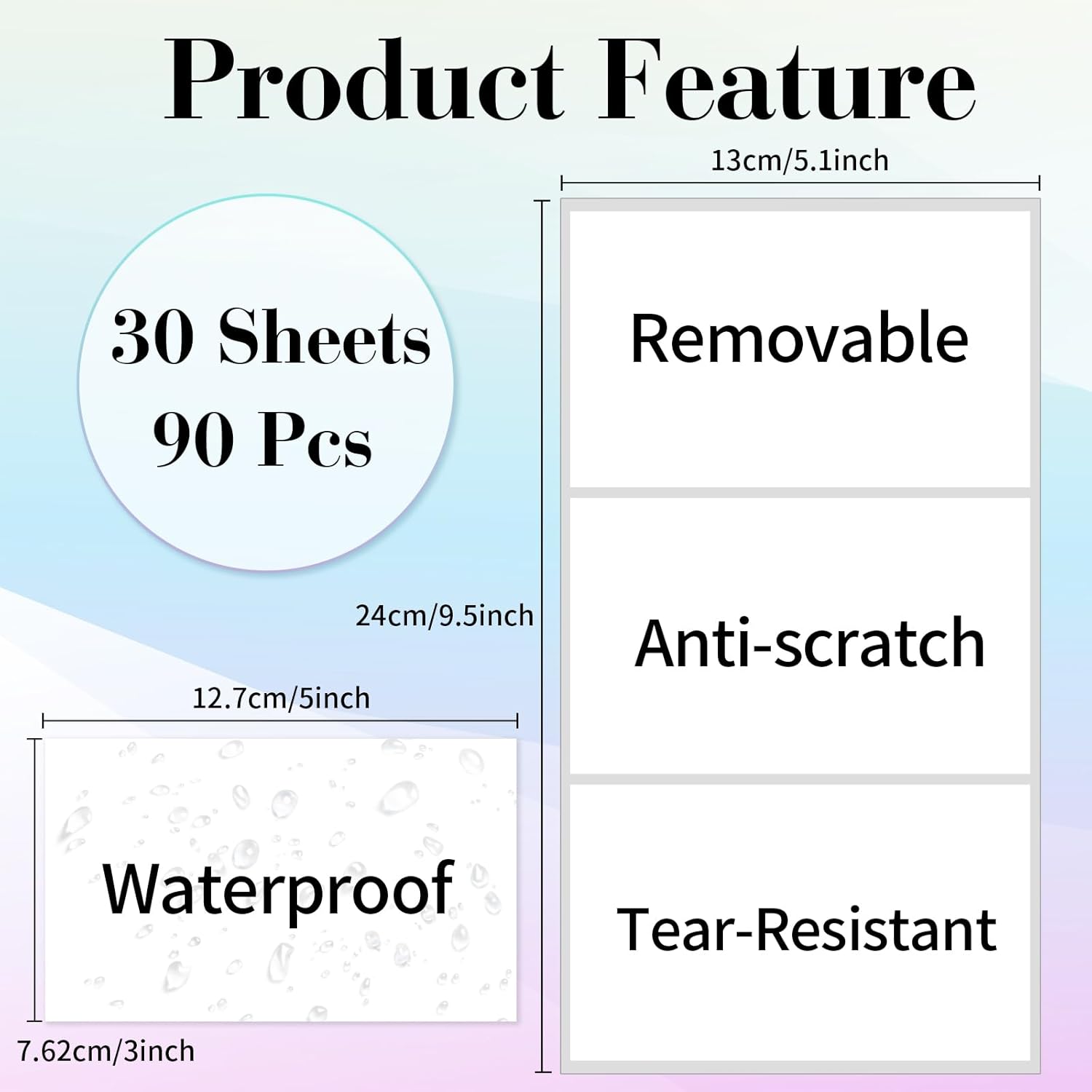 STARLIBOO Removable Colored Labels Stickers, 3X5 Inch Removable Large Label Stickers for Moving Boxes and Storage Bins- Waterproof- Tear Resistant (White)