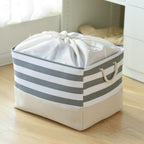 TheWarmHome Jumbo Storage Bins Baskets, Sturdy Fabric Organizing Basket W/Handles, Decorative Foldable Storage Baskets for Shelves Closet Nursery Toy (Grey&White Stripes 3 Pack, 20.5Lx15.7Wx13.8H in)