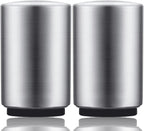 2PCS Premium Beer Bottle Opener, Automatic Stainless Steel Quick Pop the Top Can Openers by Magnet Catching No Damage Caps, Wine Accessory Push Down Off Magnetic Bartender Tool for Home Picnic Camping