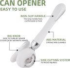 Can Opener Manual Tin Opener Stainless Steel Heavy Duty, Oversized Hand-held Easy Rotary Knob, Safe Cut Manual Can Opener with Non-Slip Handle, Smoother Cut Sharp Blade for Seniors Kitchen Tool, White