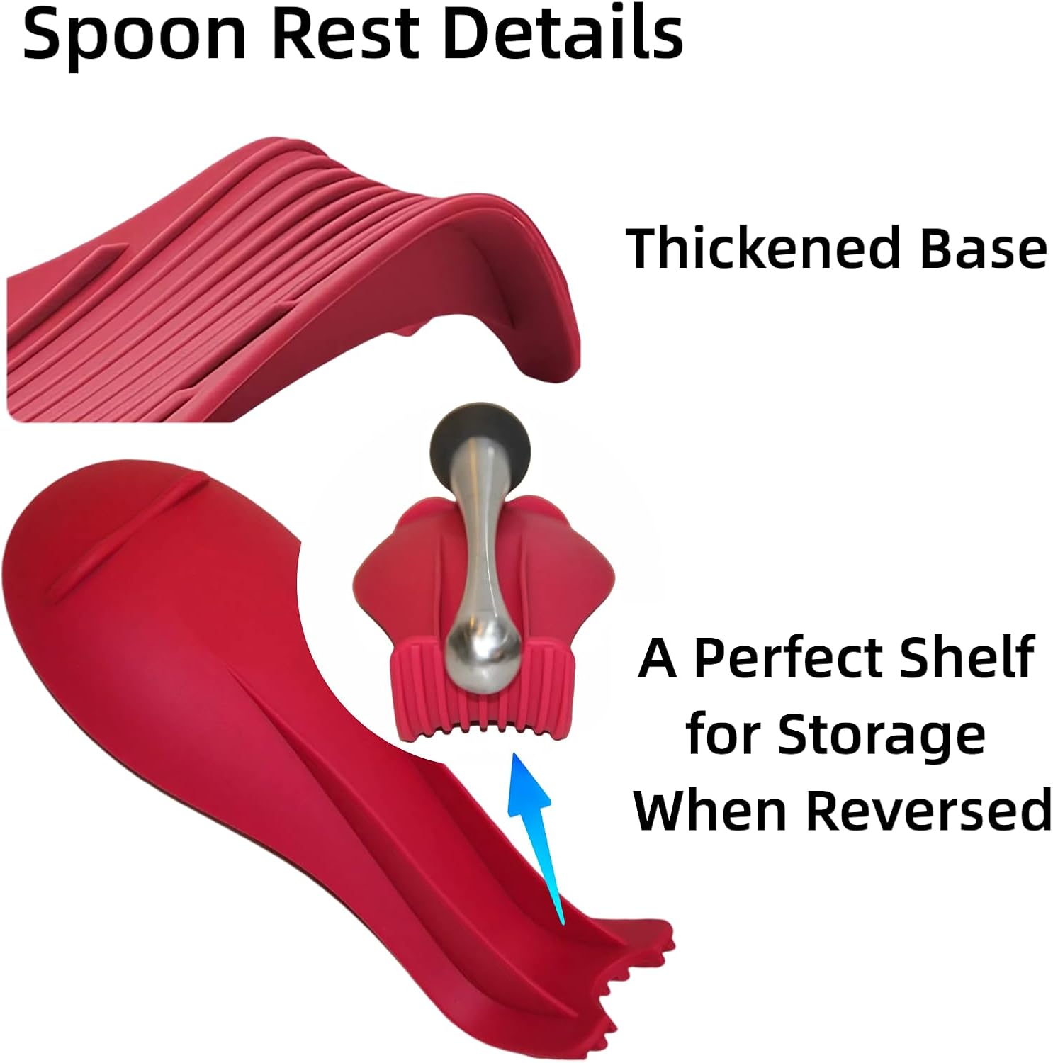 Silicone "Deck Chair" Large Heat-resistant Spoon Rest for Stove Top/Countertop, Reusable Kitchen Cooking Utensil Holder for Spatulas, Ladles, etc., Dishwasher Safe, 9.1 * 4.2 * 1.6in (Black)