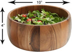 Acacia Wood 10” Salad Serving Bowl with Salad Hands 3 Piece Set by Woodard & Charles