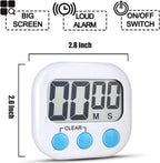 2 Pack Digital Kitchen Timer for Cooking Big Digits Loud Alarm Magnetic Backing Stand Cooking Timers for Baking White