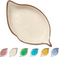 Ceramic Spoon Rest for Stove Top, Ice Cracks Leaf Cute Spoon Rest for Kitchen Counter, Cooking Spoon Holder for Kitchen Counter, Utensil Rest Spatula Rest Ladle Holder Tong Rest, 1 PC (A, Cream White)