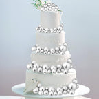 108 Pcs Balls Cake Topper DIY Cupcake Insert Foam Balloons for Cake Baking Wedding Anniversary Birthday Decoration(Silver,Multi Sizes)