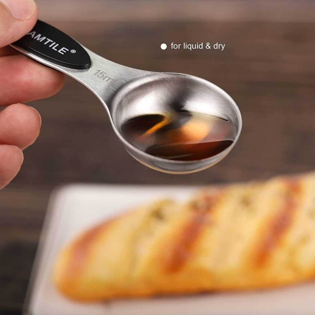 Magnetic Measuring Spoons Set of 9 Stainless Steel Dual Sided Stackable Teaspoon Tablespoon Nesting Measuring Spoon for Measuring Dry and Liquid Ingredients Fits in Spice Jar