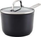 KitchenAid Hard Anodized Induction Nonstick Sauce Pan/Saucepan with Lid, 3 Quart, Matte Black