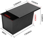 CHEFMADE Pullman Loaf Pan with Lid 2 Pcs, 1Lb Dough Capacity Non-Stick Rectangle Corrugated Bread Pan, Carbon Steel Toast Pan with Cover for Baking Bread - Black