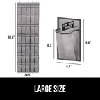 GORILLA GRIP Over the Door Shoe Organizer, 35 Large Breathable Mesh Pockets, Space Saving Hanging Storage Holder, 5 Hook Closet Rack Hanger, Hangs on Closets for Shoes, Accessories 68.5H x 24.5W Gray