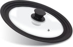 Anaeat Silicone Universal Lid for Pots, Pans and Skillets - Tempered Glass Covered with Heat Resistant Silicone Rim Fits 11", 12" and 12.5" Diameter Cookware -Easy to Use Replacement Frying Pan Cover