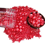 Edible Red Sugar Pearls Candy Sprinkles 120G/ 4.23Ounce Baking Cake Sprinkles Cupcake and Cake Topper Cookie Decorations Wedding Party Valentines Halloween Christmas Supplies
